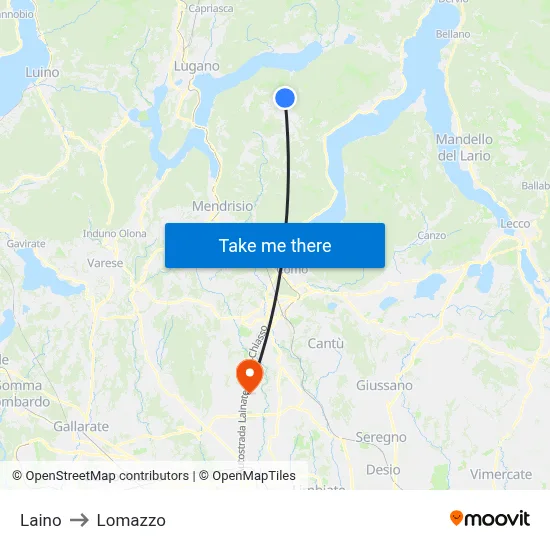 Laino to Lomazzo map