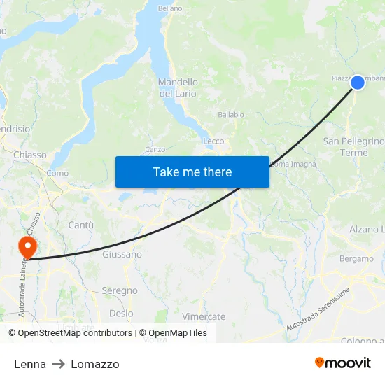 Lenna to Lomazzo map