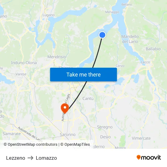 Lezzeno to Lomazzo map