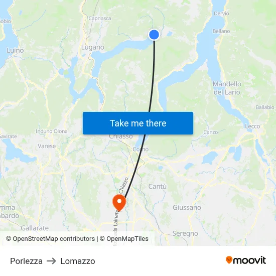 Porlezza to Lomazzo map