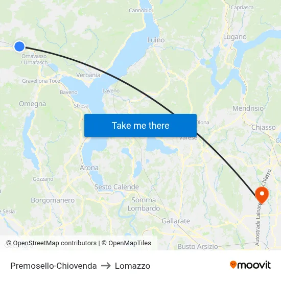 Premosello-Chiovenda to Lomazzo map