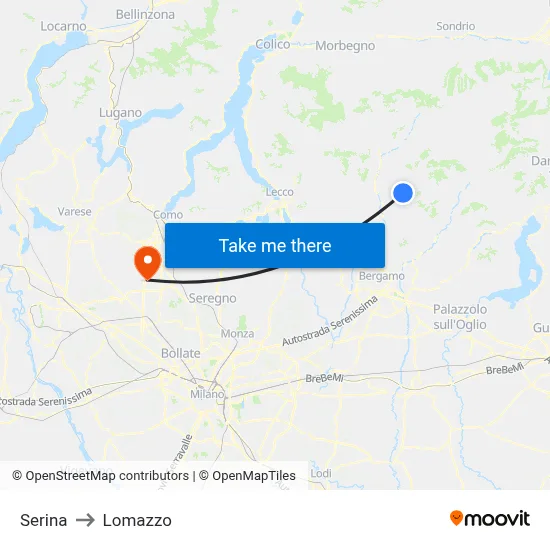 Serina to Lomazzo map
