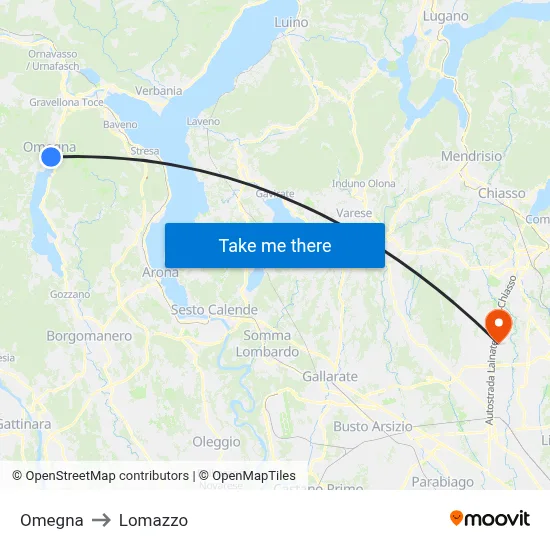 Omegna to Lomazzo map
