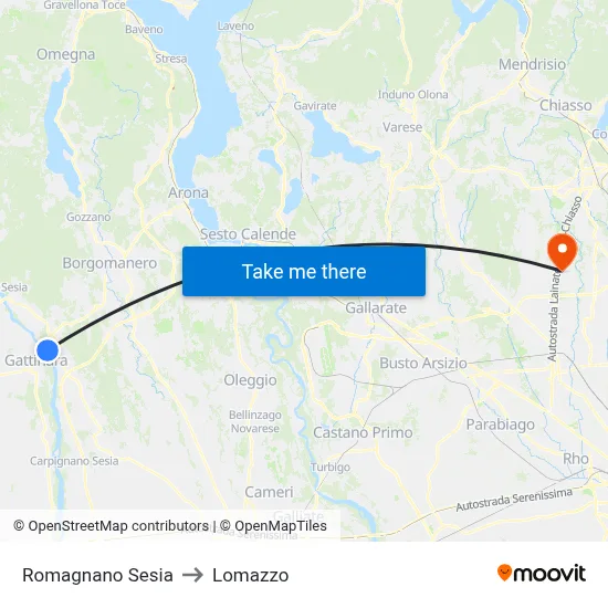 Romagnano Sesia to Lomazzo map