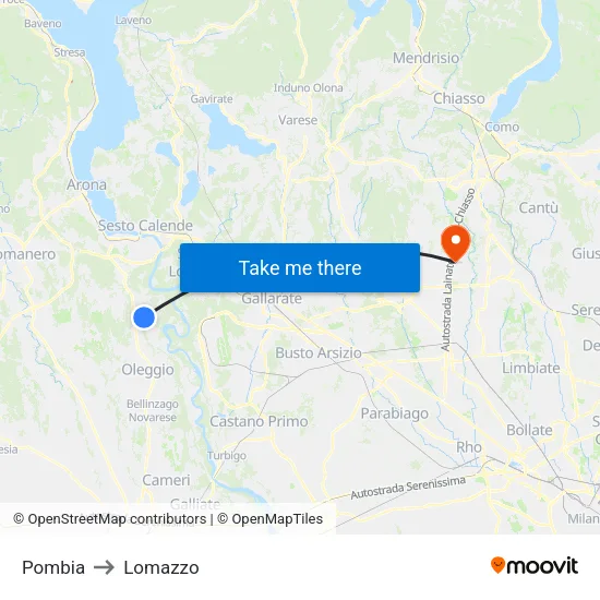 Pombia to Lomazzo map
