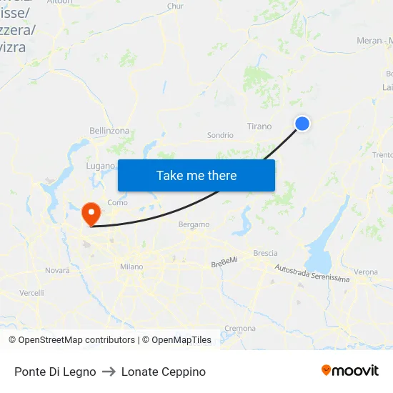 Ponte Di Legno to Lonate Ceppino map