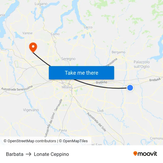 Barbata to Lonate Ceppino map