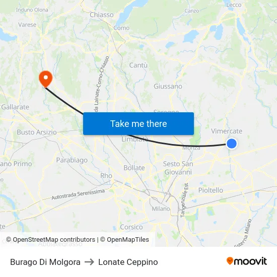 Burago Di Molgora to Lonate Ceppino map
