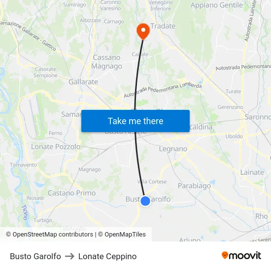 Busto Garolfo to Lonate Ceppino map