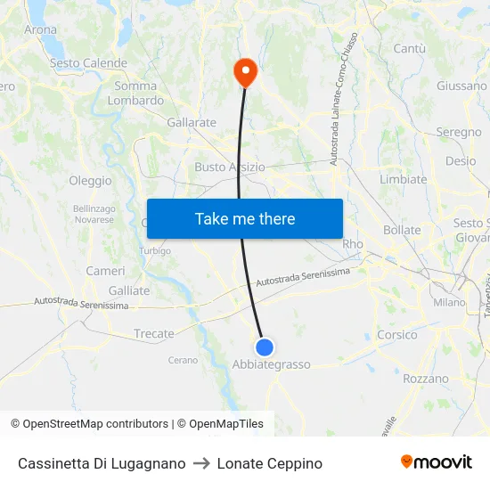 Cassinetta Di Lugagnano to Lonate Ceppino map