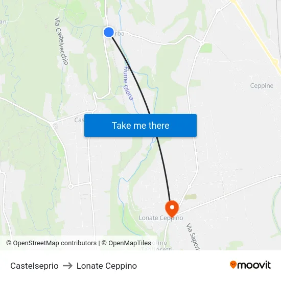 Castelseprio to Lonate Ceppino map