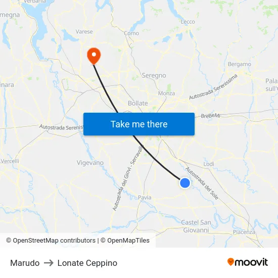 Marudo to Lonate Ceppino map