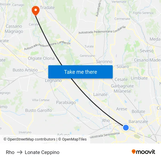 Rho to Lonate Ceppino map