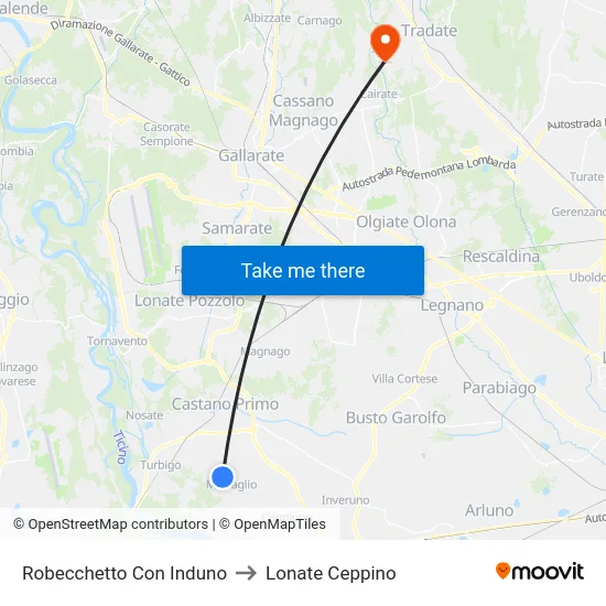 Robecchetto Con Induno to Lonate Ceppino map