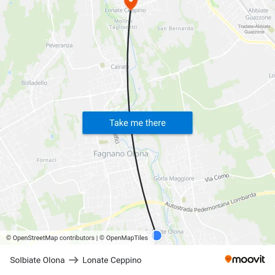 Solbiate Olona to Lonate Ceppino map