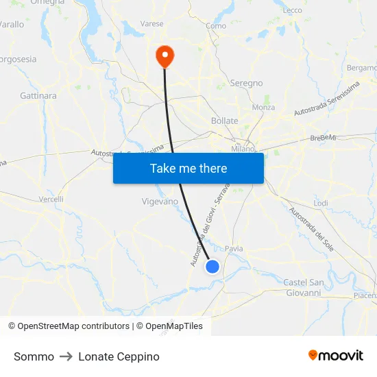 Sommo to Lonate Ceppino map