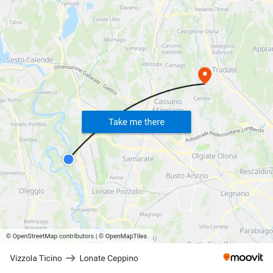 Vizzola Ticino to Lonate Ceppino map