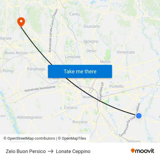 Zelo Buon Persico to Lonate Ceppino map