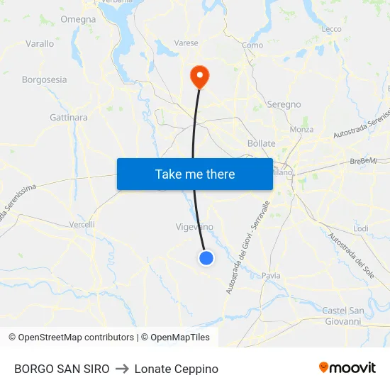BORGO SAN SIRO to Lonate Ceppino map