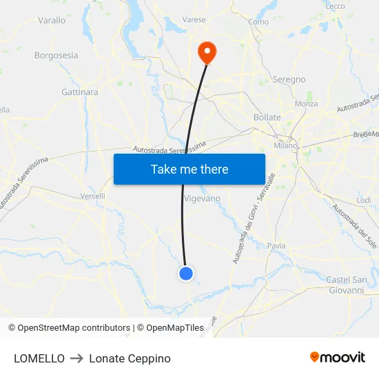 LOMELLO to Lonate Ceppino map