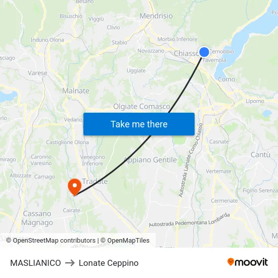MASLIANICO to Lonate Ceppino map