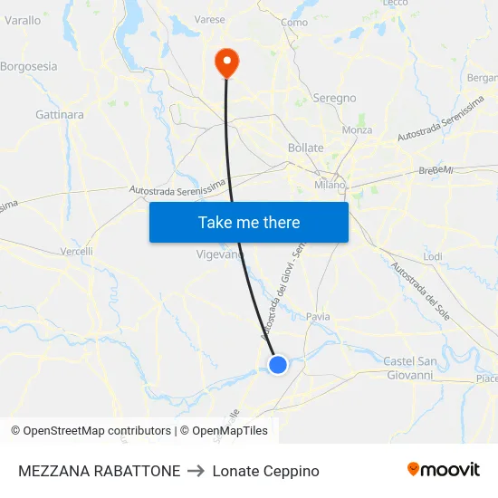 MEZZANA RABATTONE to Lonate Ceppino map
