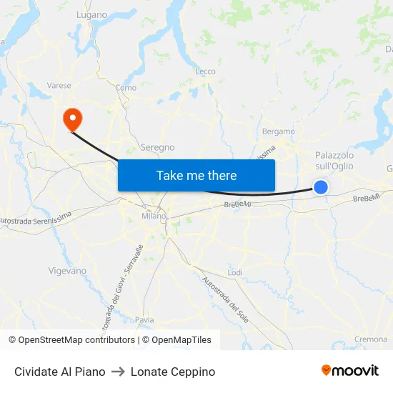 Cividate Al Piano to Lonate Ceppino map