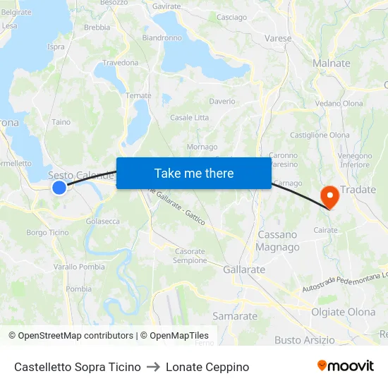 Castelletto Sopra Ticino to Lonate Ceppino map