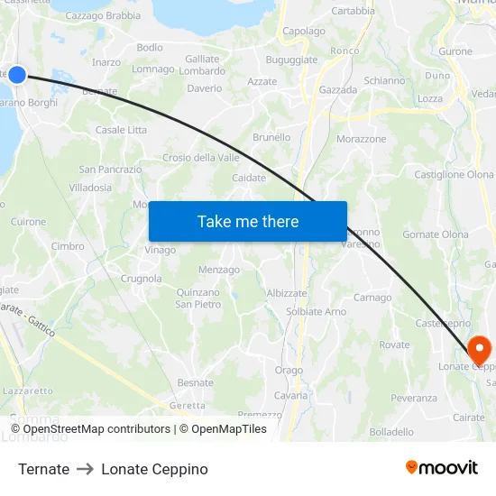 Ternate to Lonate Ceppino map