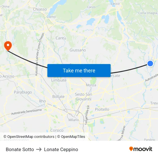 Bonate Sotto to Lonate Ceppino map
