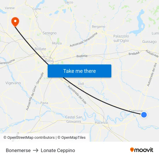 Bonemerse to Lonate Ceppino map