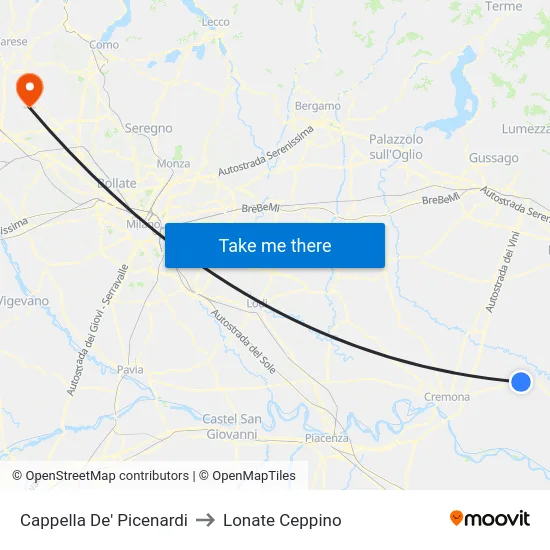 Cappella De' Picenardi to Lonate Ceppino map