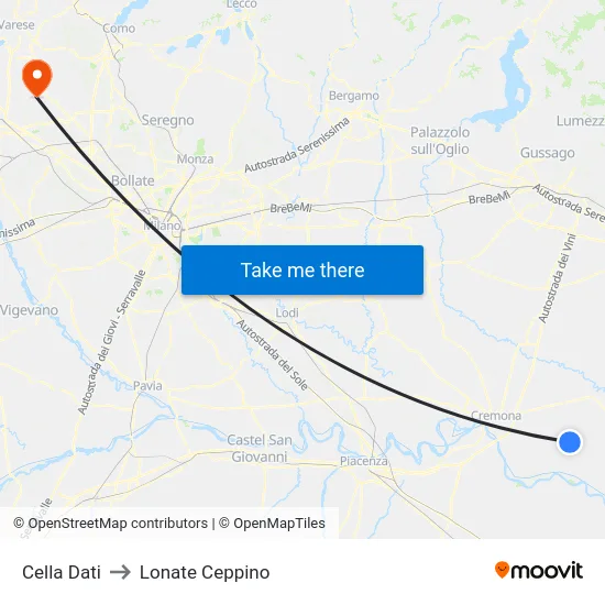 Cella Dati to Lonate Ceppino map