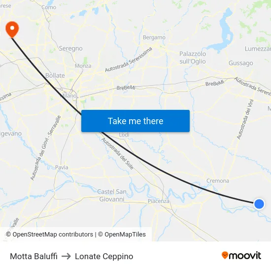 Motta Baluffi to Lonate Ceppino map