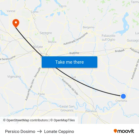 Persico Dosimo to Lonate Ceppino map
