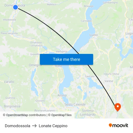 Domodossola to Lonate Ceppino map