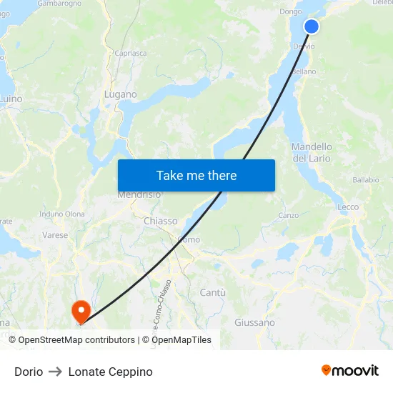 Dorio to Lonate Ceppino map