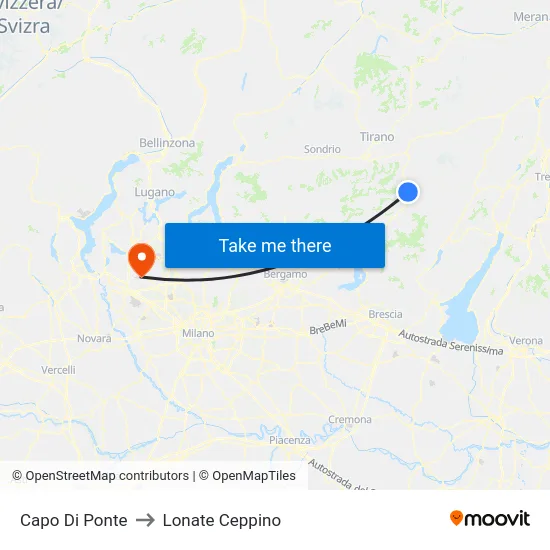 Capo Di Ponte to Lonate Ceppino map