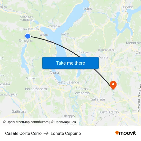 Casale Corte Cerro to Lonate Ceppino map