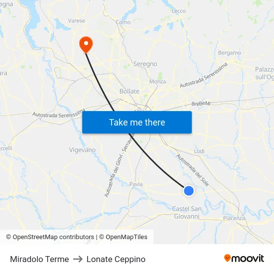 Miradolo Terme to Lonate Ceppino map