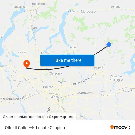 Oltre Il Colle to Lonate Ceppino map