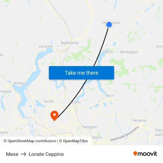 Mese to Lonate Ceppino map