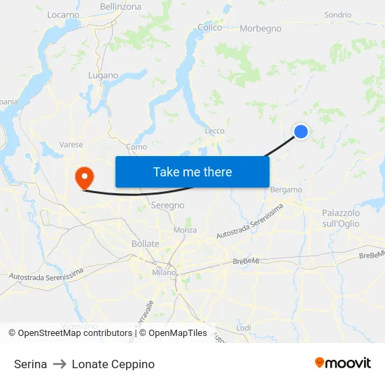 Serina to Lonate Ceppino map