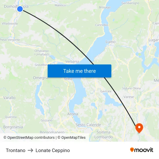 Trontano to Lonate Ceppino map