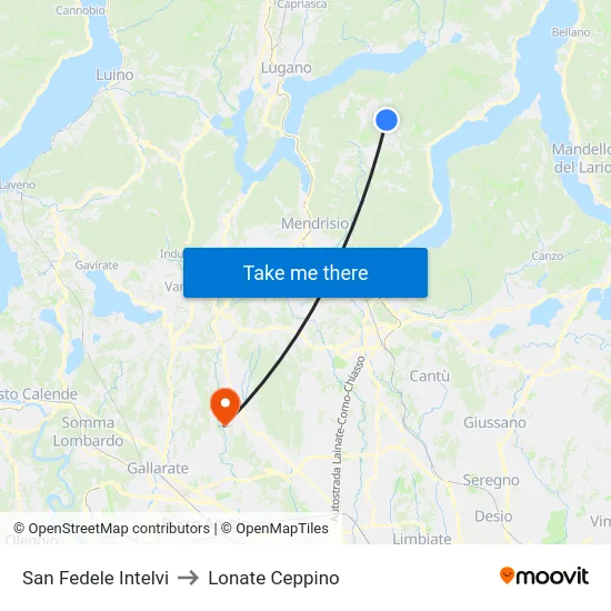 San Fedele Intelvi to Lonate Ceppino map