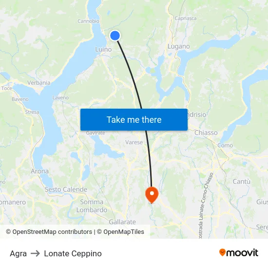 Agra to Lonate Ceppino map