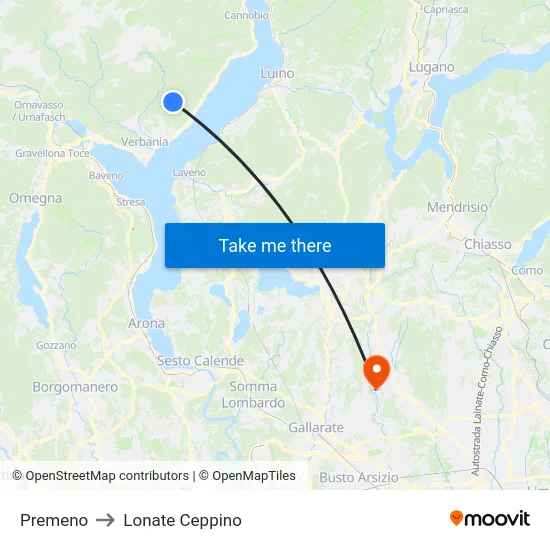 Premeno to Lonate Ceppino map