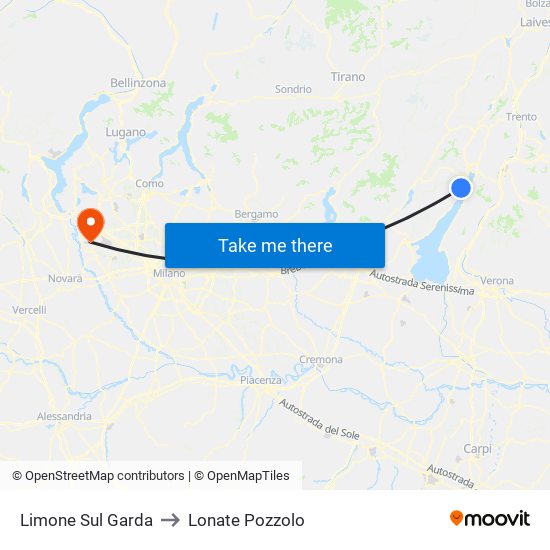 Limone Sul Garda to Lonate Pozzolo map