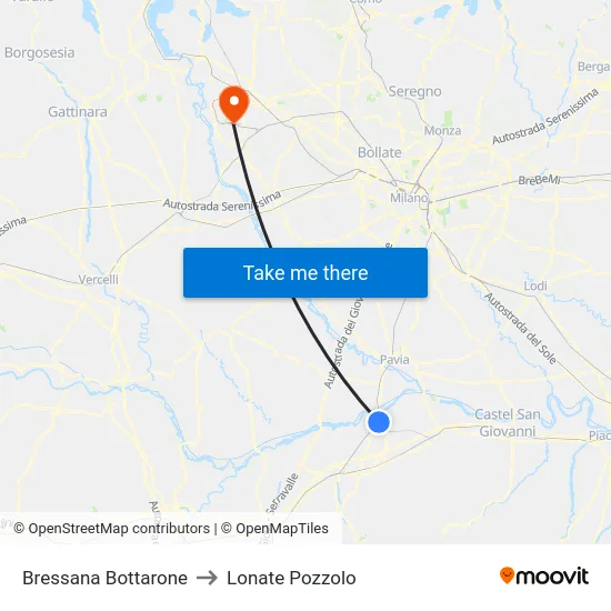 Bressana Bottarone to Lonate Pozzolo map