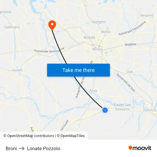 Broni to Lonate Pozzolo map